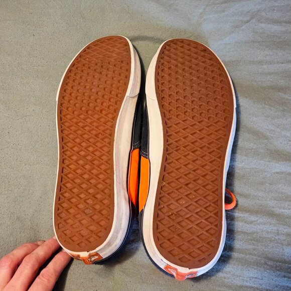 Vans Black & Neon Orange Sneakers, Mens 10.5, Womens 12 - Picture 2 of 6
